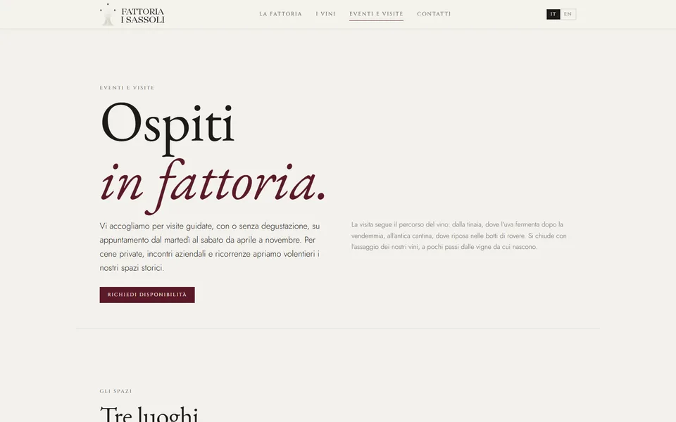 Visits and events page